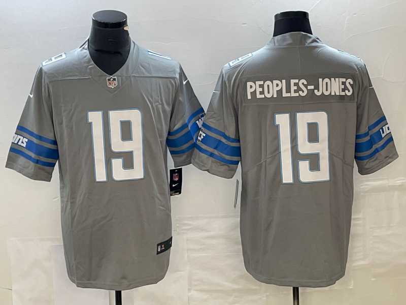 Men%27s Detroit Lions #19 Donovan Peoples Jones Grey 2023 FUSE Vapor Limited Jersey